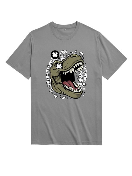 

Unocis Fun Print Round Neck Short-sleeved T-shirt, Gray, T-shirts