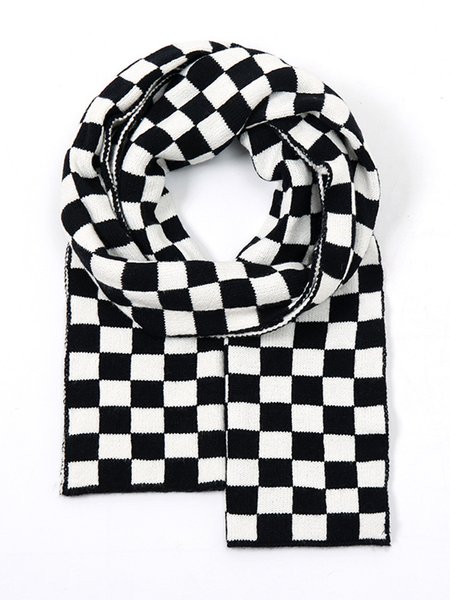 

Faux Wool Simple Plaid Warm Scarf, As picture, Women Scarves & Shawls