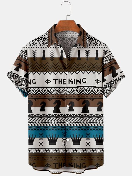 

Shirt Collar Printed Short Sleeve Shirts, As picture, Men's Floral shirt