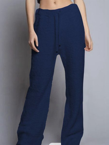 

Casual Plain Pants, Deep blue, Pants