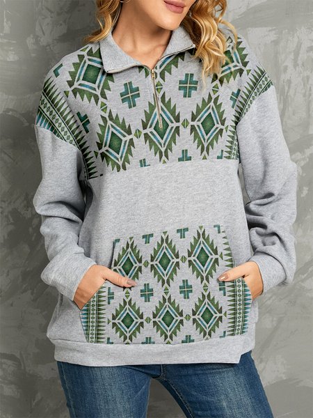 

Lapel Off Shoulder Cotton Vintage Sweatshirt, Light gray, Hoodies & Sweatshirts