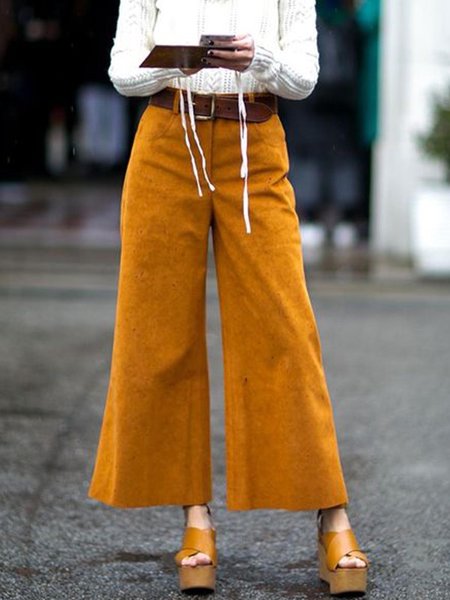 

Wide Leg Ninth Vintage Loosen Pants, Yellow, Wide Leg Pants