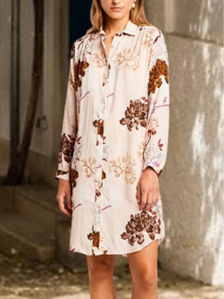 

V Neck Sweet Loosen Dresses, Multicolor, Floral Dresses