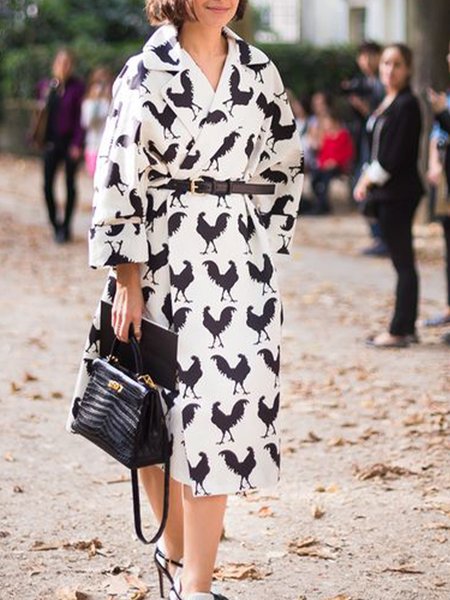 

Animal Regular Fit Flat Collar Coat, White, Coats