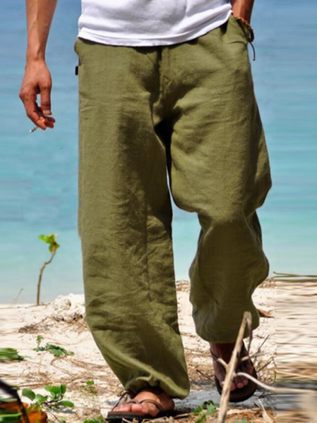 

Linen Casual Casual Pants, Army green, Pants