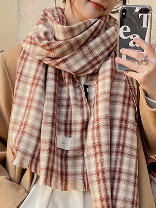 

Checked/Plaid Scarf, Wine red, Women Scarves & Shawls