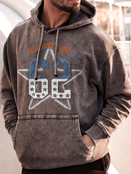

Smash Your Targets Graphic Long Sleeve Loose Hooded Sweatshirt, Coffee, Hoodies&Sweatshirts