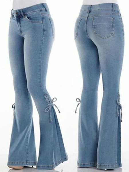 

Regular Fit Lady Solid Pants, Light blue, Jeans