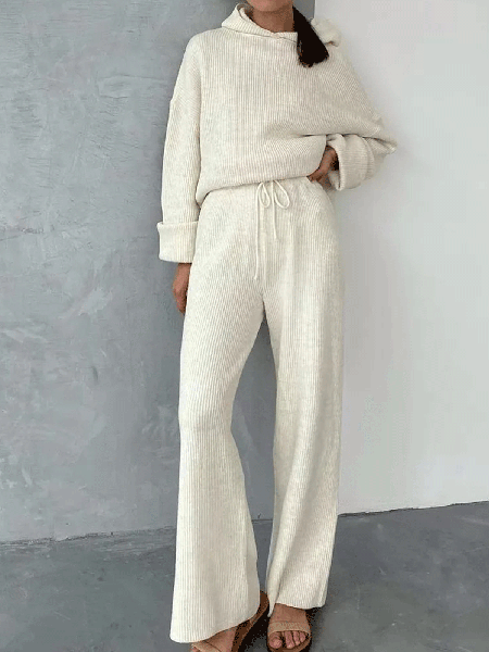 

Casual Cotton Blends Suits, Off white, Two-piece Outfits
