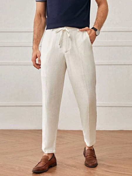 

Cotton And Linen Casual Pants, White, Pants