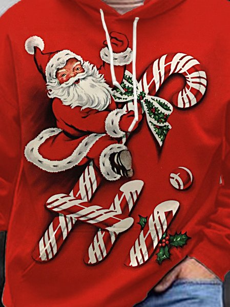 

Santa Print Long Sleeve Hooded Sweatshirt, Red, Hoodies&Sweatshirts
