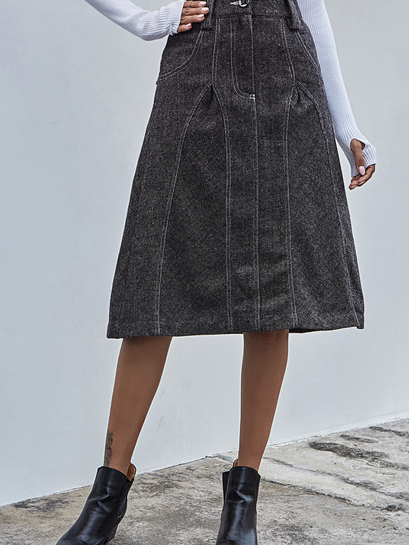 Acrilico Allentare Mini Gonna, Grigio scuro, Skirts