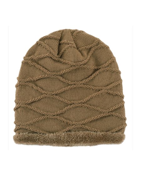 

Casuale Geometrico Caldo Di lana Cappello, Cachi, hat