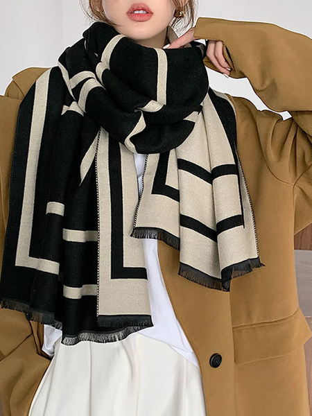 

Color Block Scarf, Black white, Women Scarves & Shawls