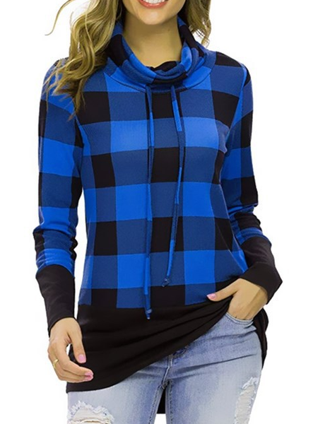 

Cowl Neck Casual Tops, Blue, Tops