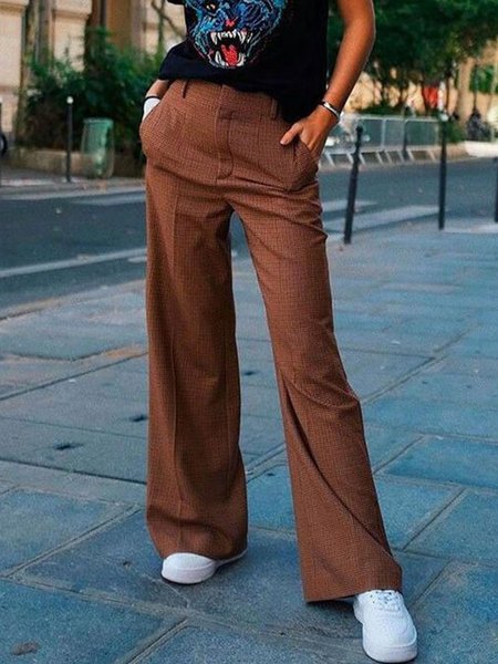 

Wide Leg Long Vintage Pants, Red brown, Wide Leg Pants