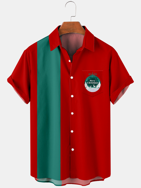 

Shirt Collar Short Sleeve Shirts & Tops, Red, Shirt