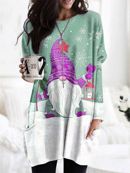 

Christmas Snowman Cotton Blends T-shirt, Green, T-Shirts
