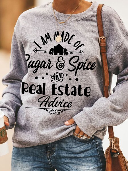 

I'm Made Of Sugar And Spice Casual Cotton Blends Sweatshirts, Gray, Hoodies&Sweatshirts