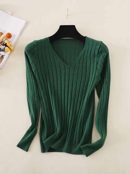 

V Neck Casual Shirts & Tops, Dark green, Tops