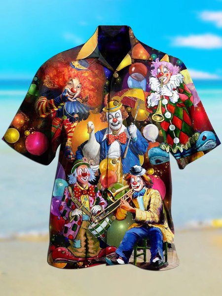 

Figure Shirt Collar Casual Shirts & Tops, As picture, Men's Floral shirt