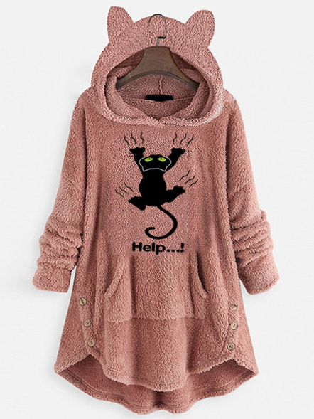 

Casual Cotton Blends Animal Sweatshirt, Pink, Hoodies & Sweatshirts
