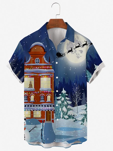 

Vintage Shirt Collar Christmas Shirts & Tops, As picture, Men's Floral shirt
