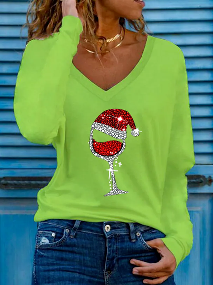 

Christmas Cartoon Regular Fit Cotton Blends Shirt & Top, Green, Tees & T-shirts