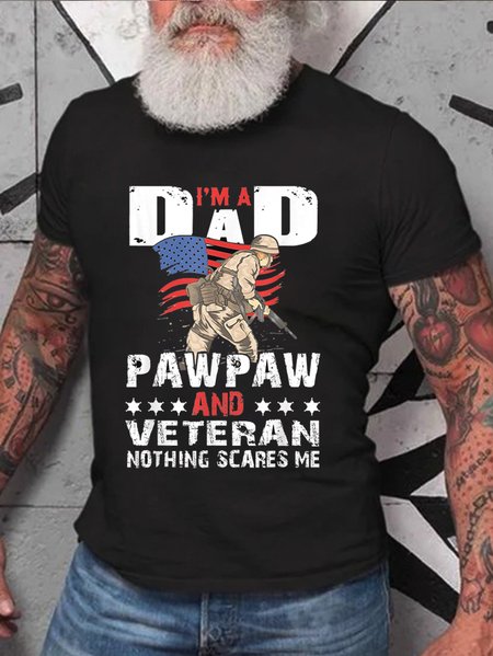 

I Am A Father And Veteran Print T-shirt, Black, T-shirts