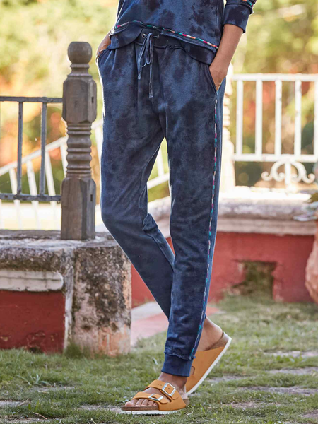 

Cotton Blends Regular Fit Plain Pants, Purplish blue, Pants