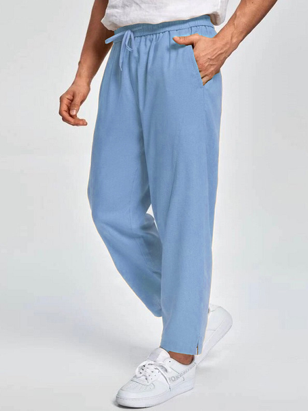 

Casual Linen Casual Pants, Blue, Pants