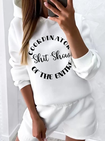 

Cotton Loosen Letter Hooded Sweatshirt, White, Sweatshirts & Hoodies