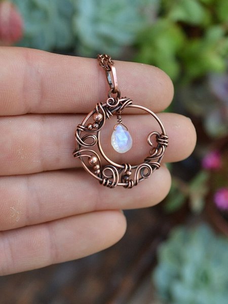 

Vintage Moon Moonstone Necklace, As picture, Necklaces