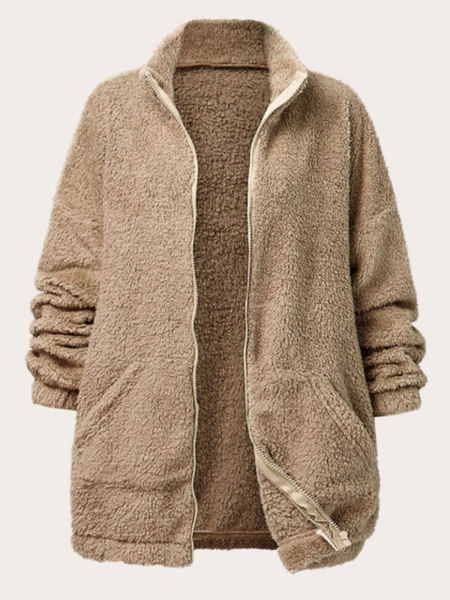 

Casual Plain Cotton Blends Outerwear, Camel, Outerwear
