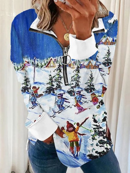 

Simple Polyester Cotton Christmas Snowman Sweatshirt, Blue, Hoodies & Sweatshirts