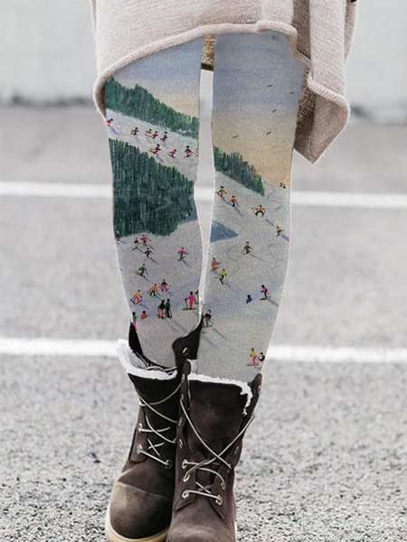 

Christmas Snowman Flannel Pants, Light gray, Leggings
