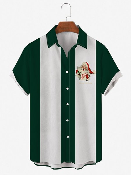 

Santa Claus Short Sleeve Short sleeve shirt, Green, Men's Floral shirt