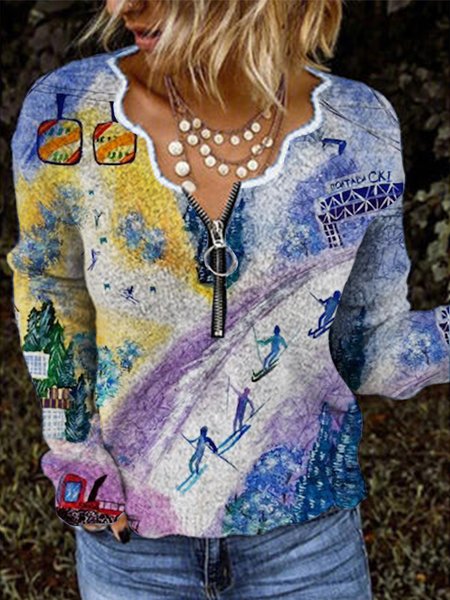 

V Neck Casual Shirts & Tops, As picture, Tops