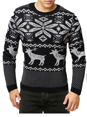 

Long Sleeve Vintage Crew Neck Sweater, Black, Sweater