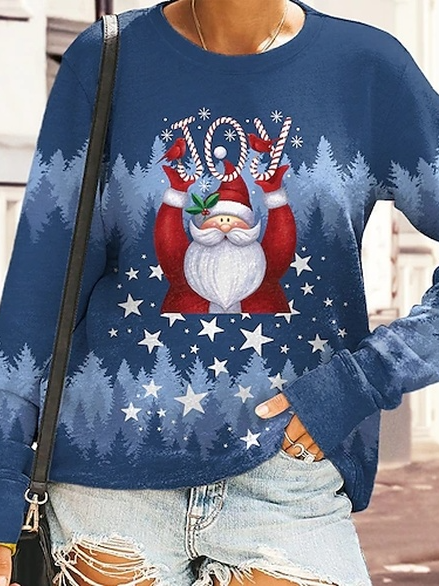 

Casual Crew Neck Christmas Snowman Sweatshirt, Blue, Sweatshirts & Hoodies