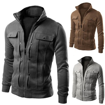 

Casual Stand Collar Long Sleeve Shirts & Tops, Deep gray, Sweater
