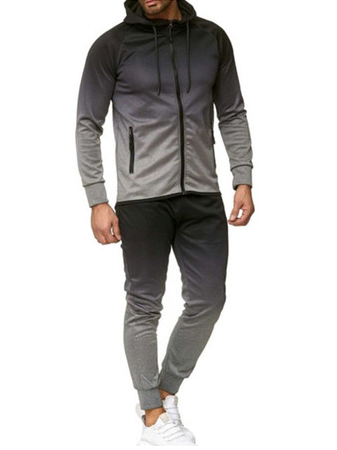

Men's Sports And Leisure Hit Color Two-piece Suit, Gray, Two-pieces