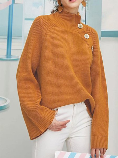 

Regular Fit Solid Long sleeve Sweater, Mustard, Pullovers