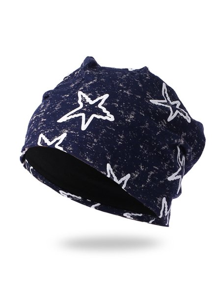 

Simple Star Print Warm Hat, Purplish blue, Women Hats