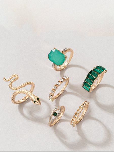 

Work Vacation Elegant Simple Color Block Rings, Green, Rings