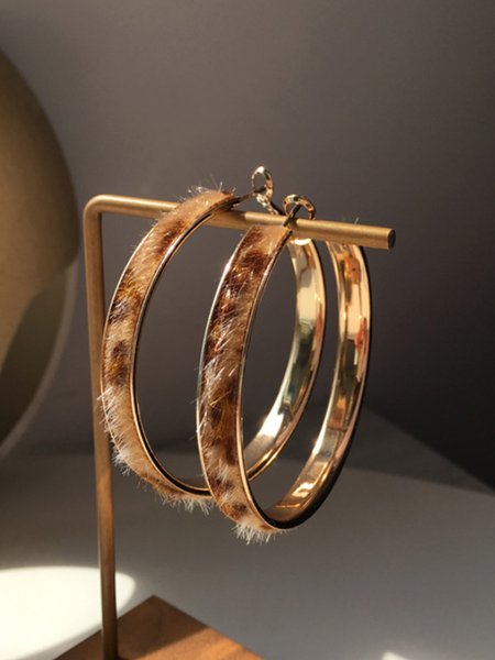 Simple Work Elegant Leopard Round Hoop, Earrings
