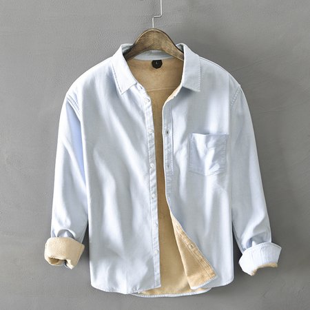 

Casual Shirt Collar Long Sleeve Shirts & Tops, Blue, Jacket