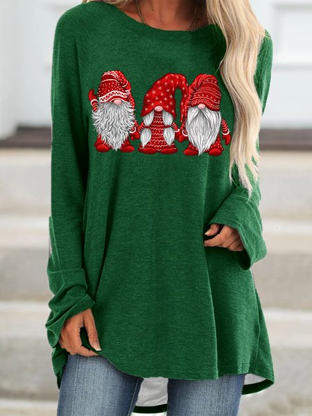 

Christmas Santa Gnomes Casual Top, Green, Long sleeves