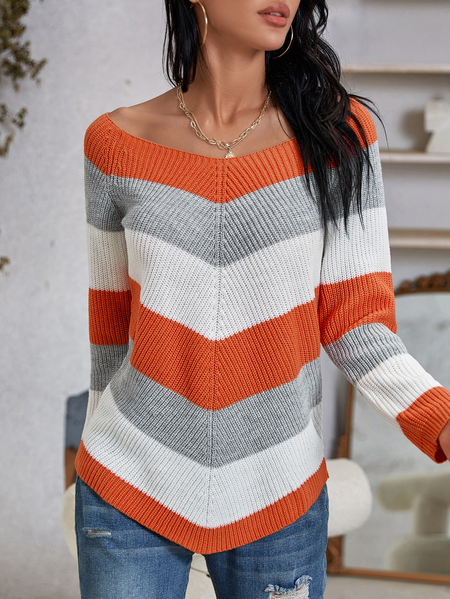 

Sexy Loosen Yarn/Wool Stripes Sweater, Multicolor, Sweaters