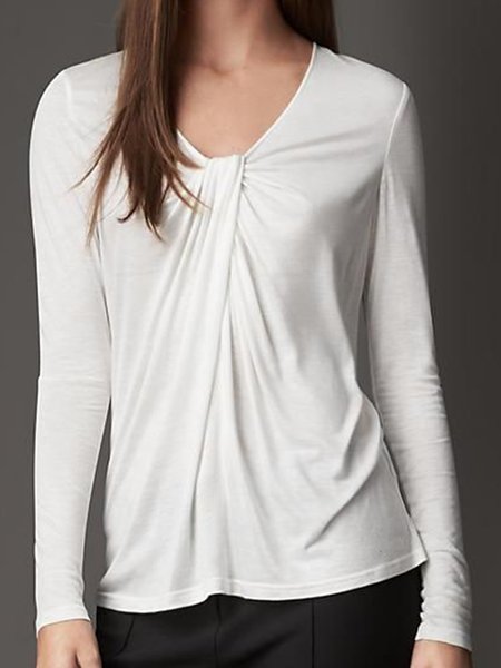 

Simple Regular Fit Plain Shirts & Tops, White, Tops